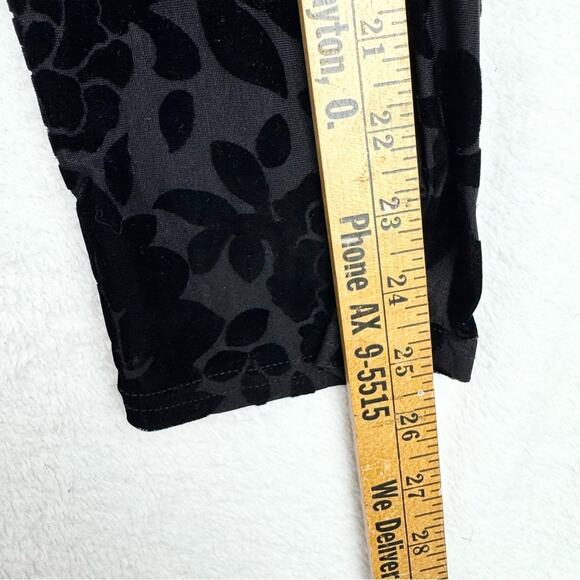 Velvet Burnout Black Long Line Tunic Whimsigoth Witchy Dark Floral Scoop Neck - Picture 12 of 12